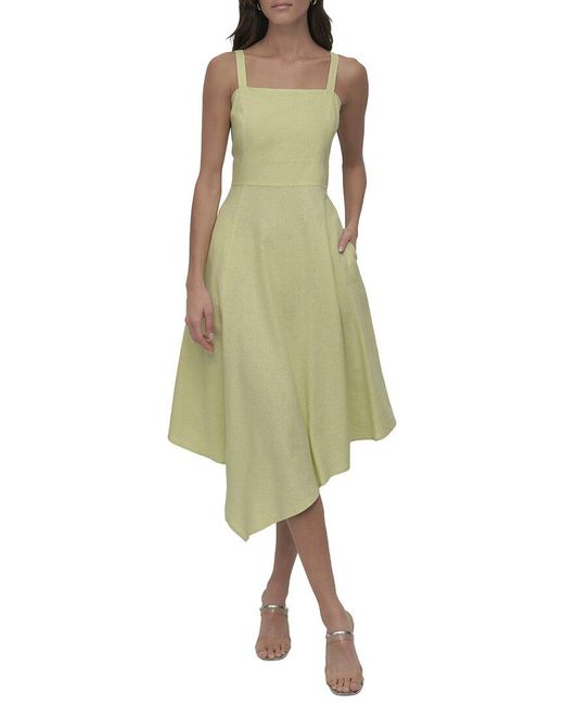 DKNY Green Linen-Blend Dress