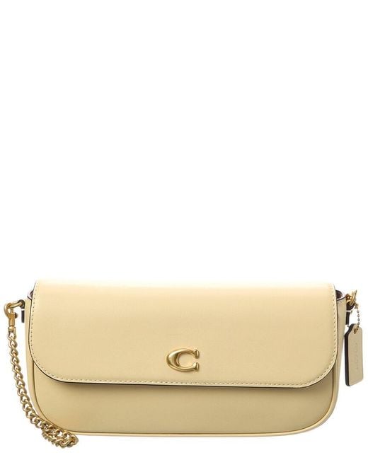 COACH Natural Brook Flap Leather Chain Bag