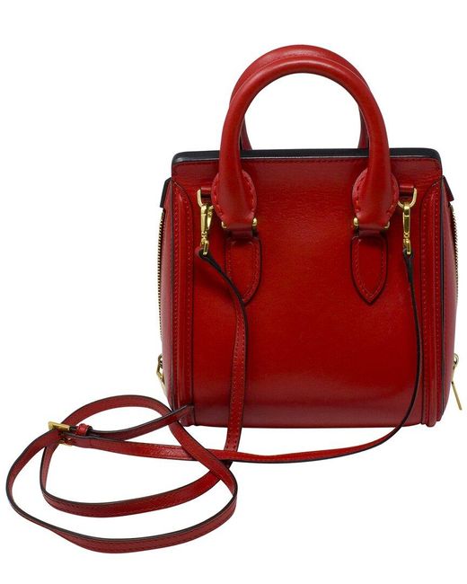Alexander McQueen Red Calfskin Leather Top Handle Bag (Authentic Pre-Owned)
