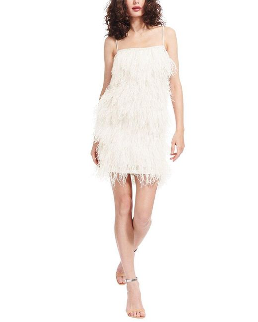 EMILY SHALANT White Bra-friendly Feather Mini Dress