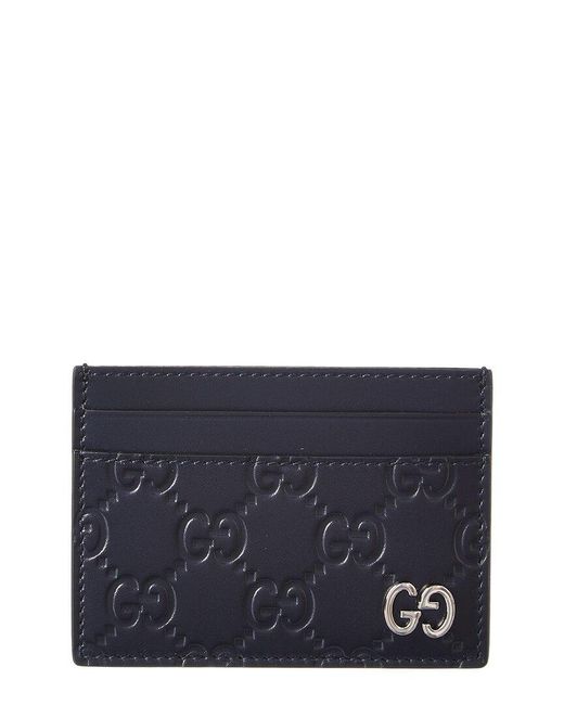 Gucci Signature Leather Card Case in Blue | Lyst