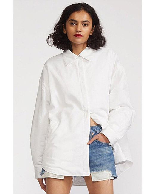 Cynthia Rowley White Jagger Quilted Nylon Shirt Jacket