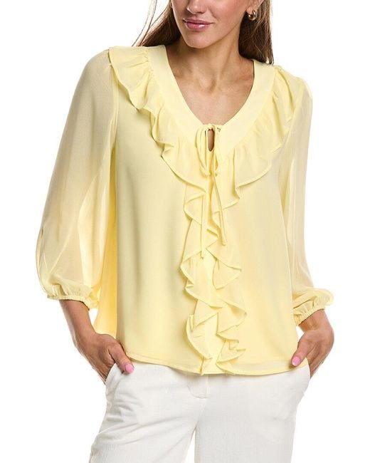 Vince Camuto Yellow Ruffle Blouse
