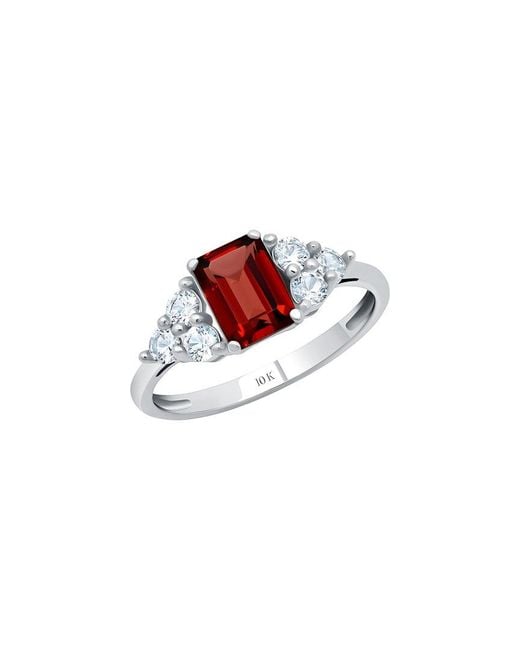 MaxColor White 10K 0.90 Ct. Tw. Garnet Halo Ring