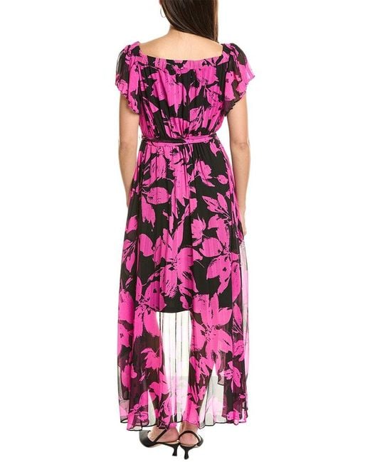 Joseph Ribkoff Purple Off-The-Shoulder Midi Dress
