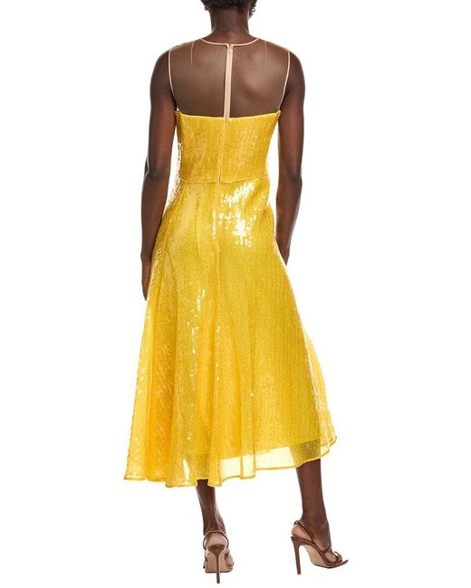 Akris Yellow Sequin Midi Dress