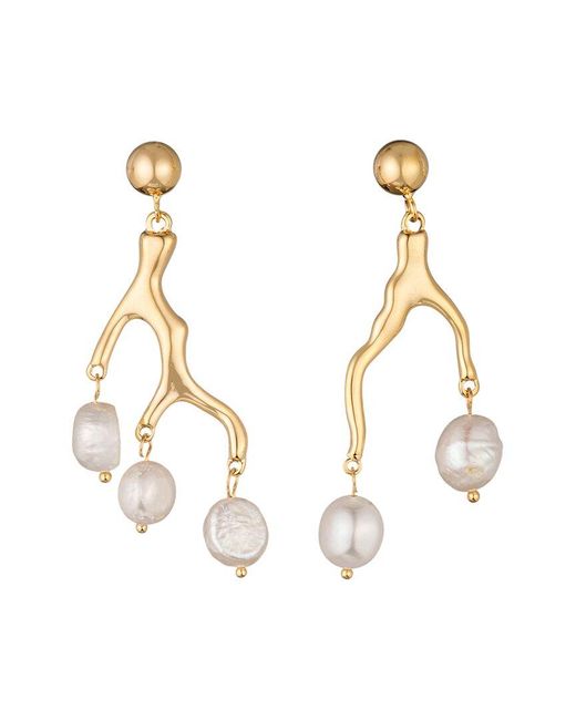 Eye Candy LA Metallic Pearl Astrid Drop Earrings