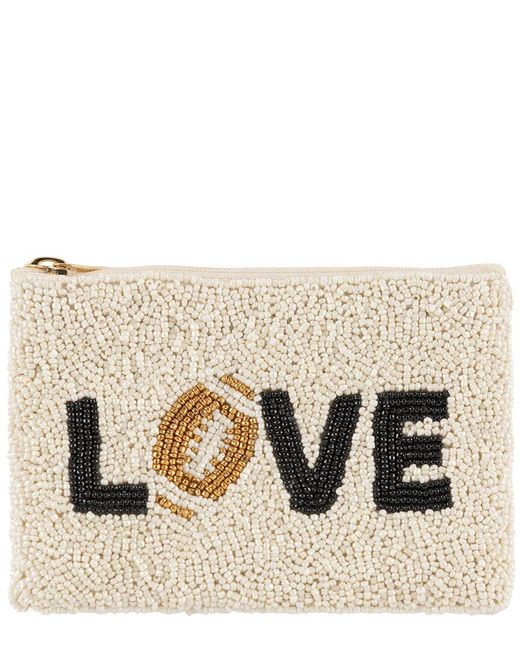 Shiraleah Natural Love Beaded Zip Pouch