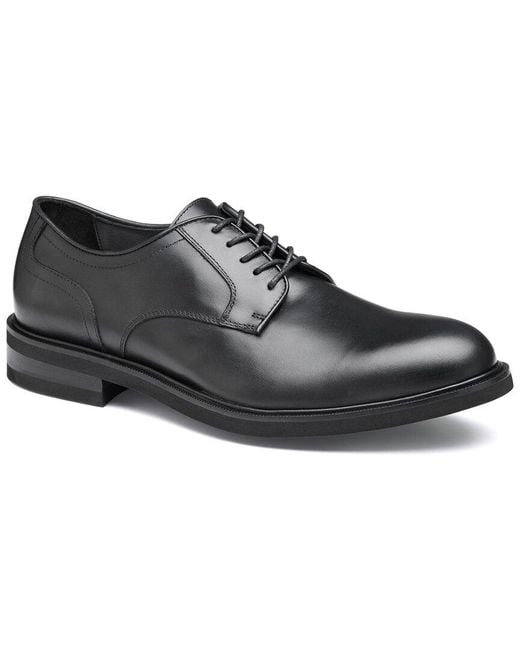 Johnston & Murphy Black Hartley Plain Toe Leather Oxford for men