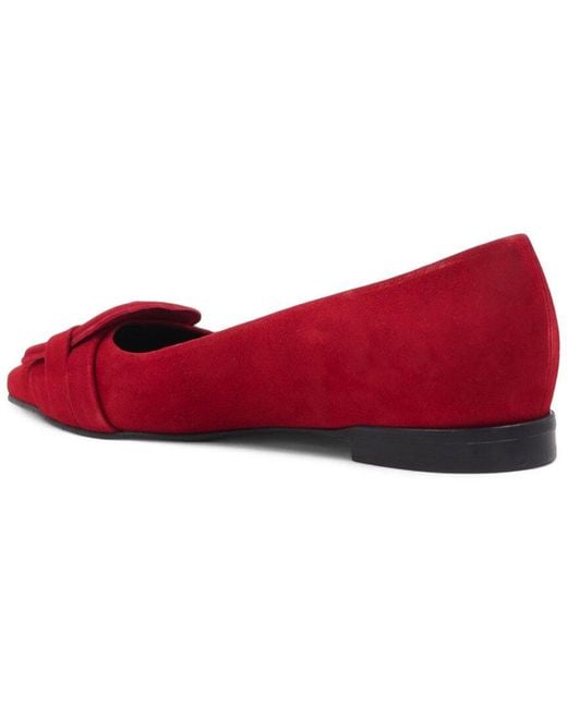 Aquatalia Red Jojo Waterproof Suede Flat