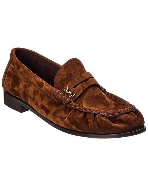 Saint Laurent Brown Le Supple Suede Loafer for men
