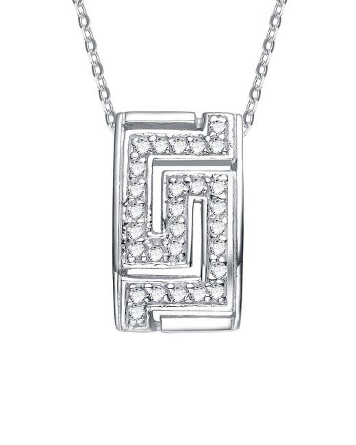 Genevive Jewelry White Silver Cz Pendant