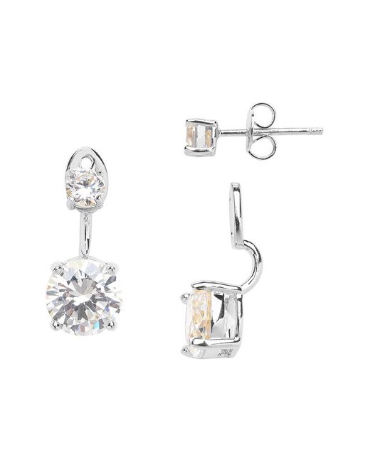 Sterling Forever White Silver Cz Brilliant Jacket Earrings