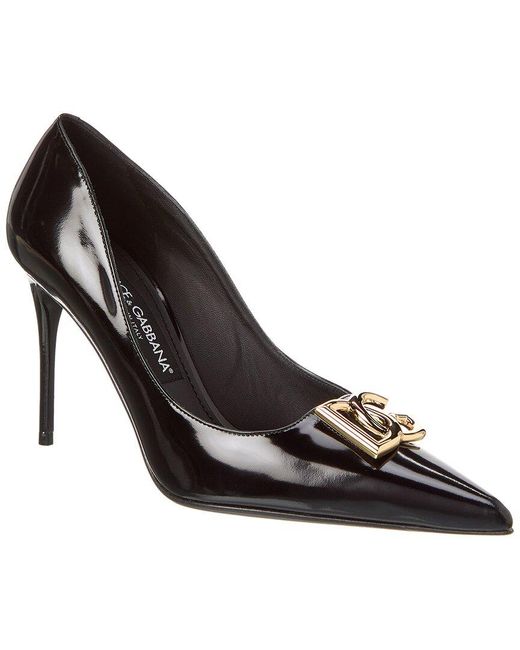 Dolce & Gabbana Black Dg Logo Leather Pump