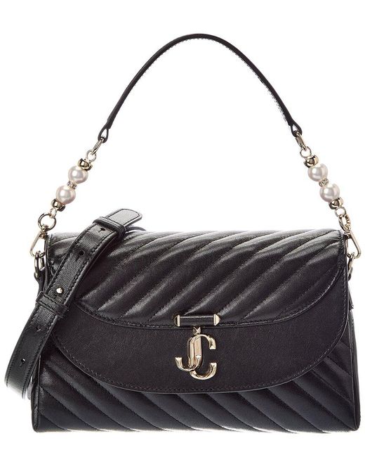 Jimmy Choo Black Avn Curve Top Handle Leather Shoulder Bag