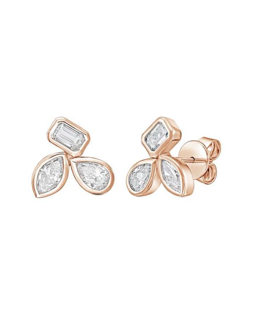 Diana M Metallic Diana M. 14K Rose 3.00 Ct. Tw. Lab-Grown Diamond Bezel Earrings