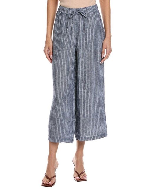 Eileen Fisher Blue Wide Cropped Linen Pant