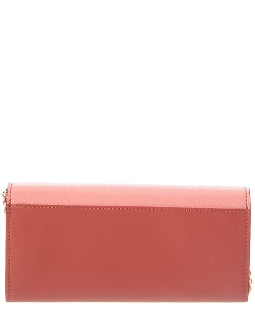 Fendi Pink Ff Diamonds Leather Wallet On Chain