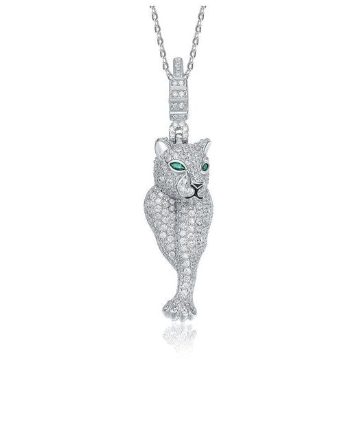 Genevive Jewelry White Silver Cz Pendant Necklace