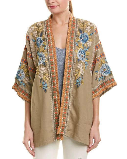 Johnny Was Linen Kimono in Gray | Lyst