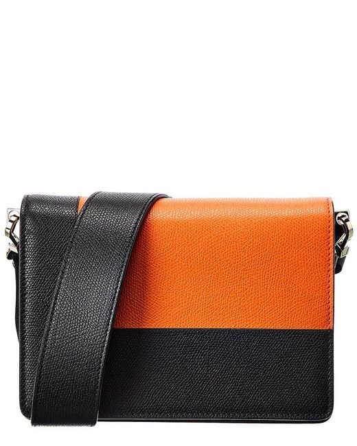 Valextra Orange Swing Small Leather Shoulder Bag