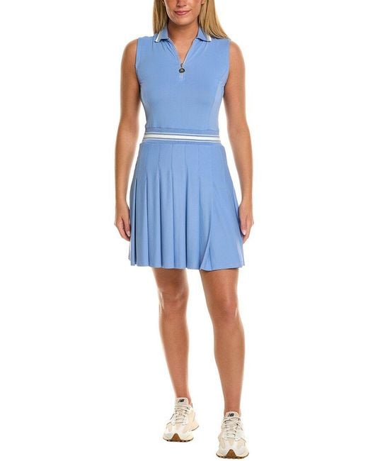 Stella Parker Blue Pleated Skirt Polo Dress