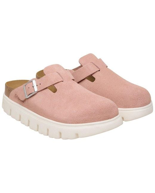 Birkenstock Pink Boston Chunky Suede Sandal