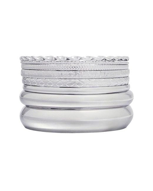 Adornia White 8-Bangle Set Bracelet