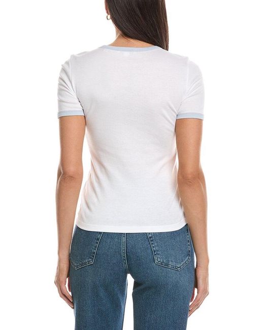 Vince White Solid Ringer T-Shirt