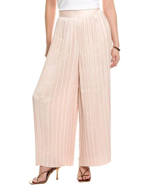 Tahari Pink Pull-On Pleated Wide Leg Pant