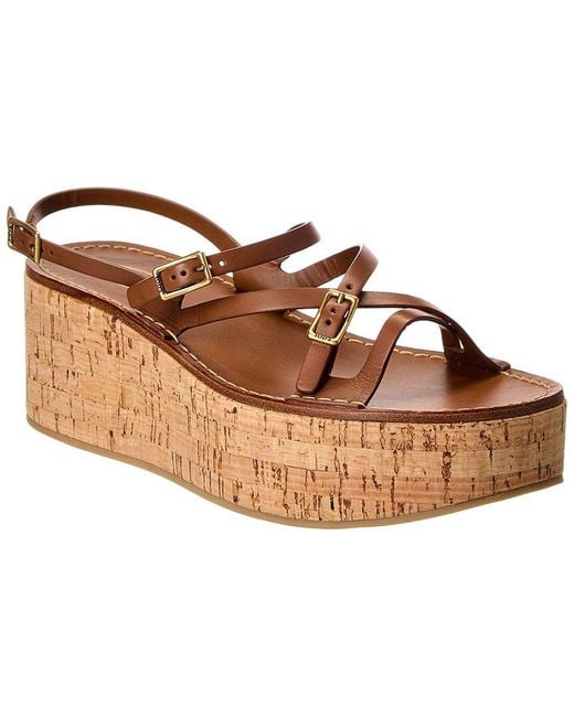 Tod's Women's Brown Leather Wedge Sandal