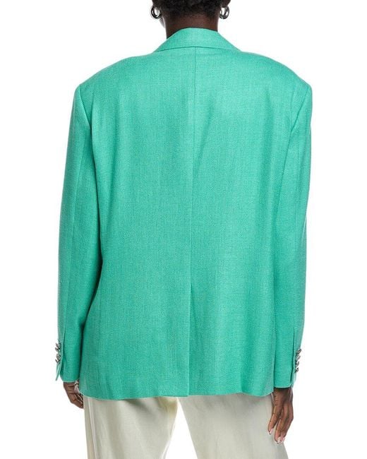 Etro Green Wool, Silk & Linen-Blend Blazer