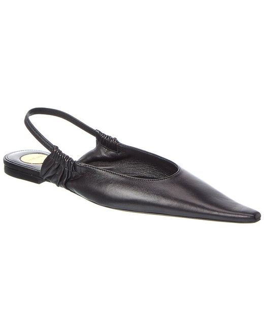 Saint Laurent Black Anne Marie Leather Slingback Ballerina Flat