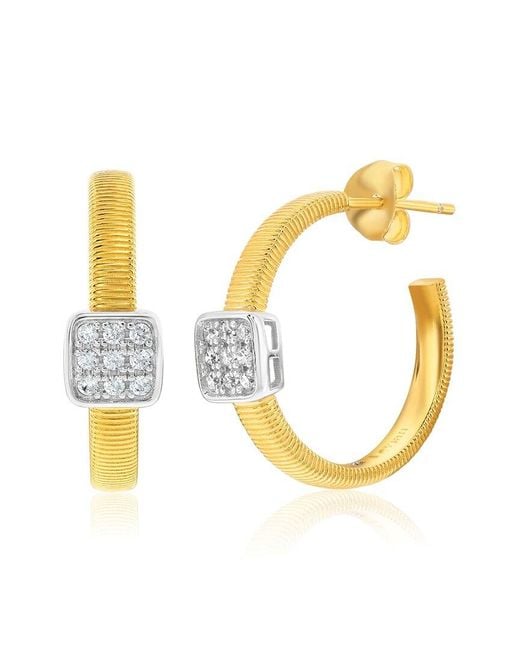 Suzy Levian CZ Jewelry Metallic Suzy Levian Golden Helix Cz Hoop Earrings