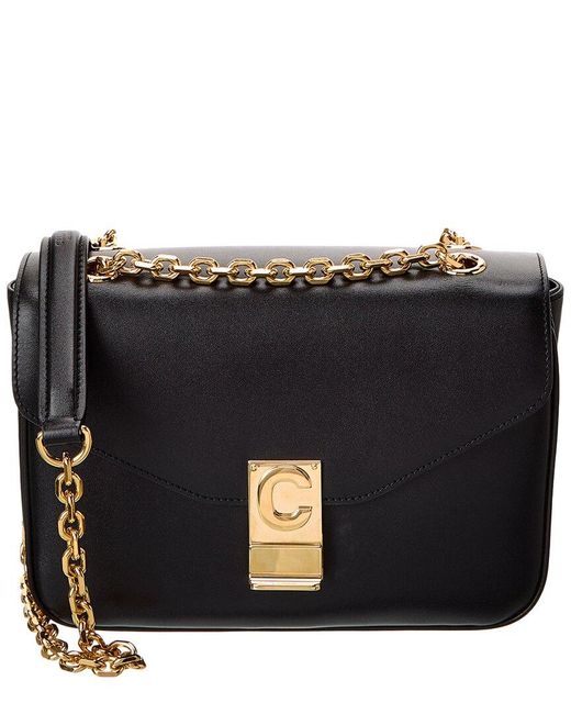 Céline Black C Medium Leather Shoulder Bag (Authentic Pre-Owned)