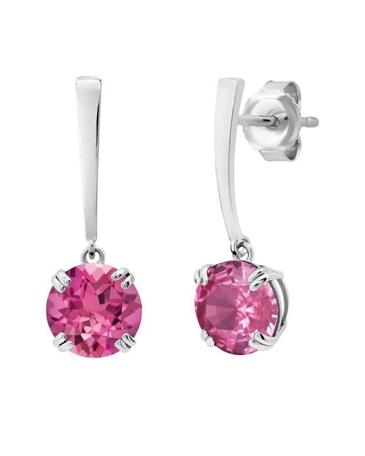 MAX + STONE Max + Stone 14k 3.00 Ct. Tw. Created Pink Sapphire Dangle Earrings