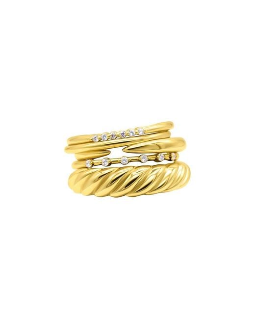 Adornia Metallic 14K Plated Stacking Rings, Set Of 5