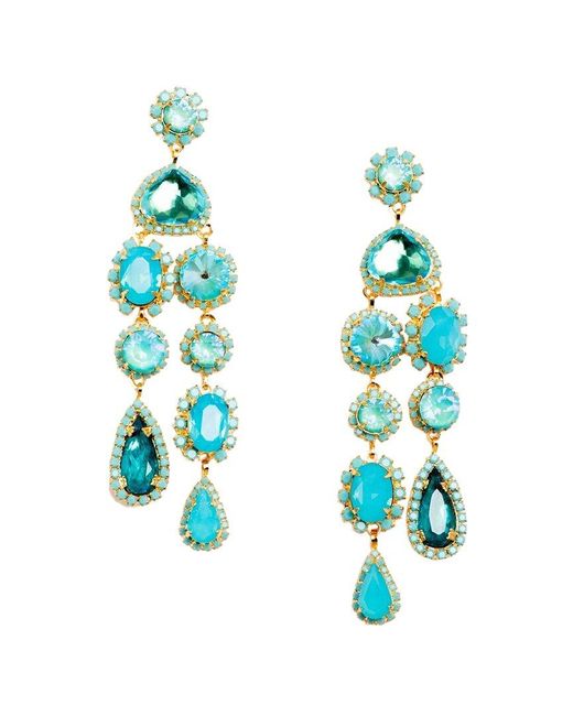 Elizabeth Cole Blue 24k Plated Chandelier Earrings