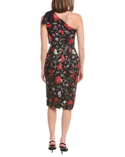 Rene Ruiz Red Printed Mikado Cocktail Dress