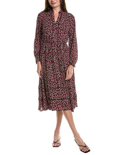 Tahari Red Midi Heart-Link Dress