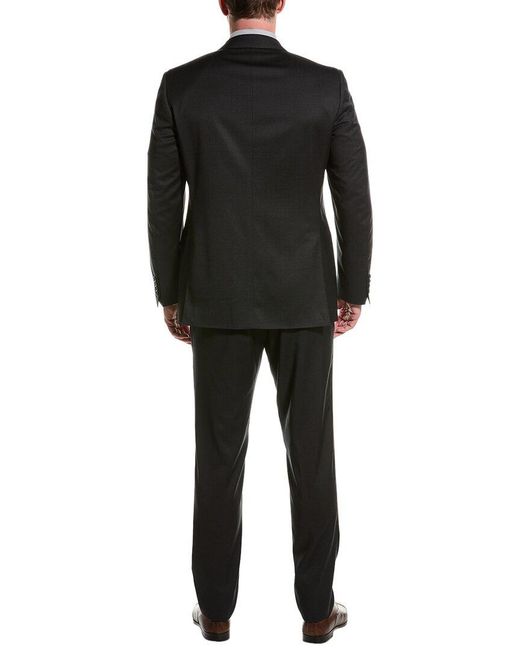 Canali Black Wool Suit With Flat Front Pant for men