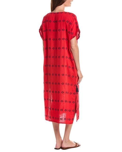 MER ST BARTH Red Capucine Maxi Caftan Dress