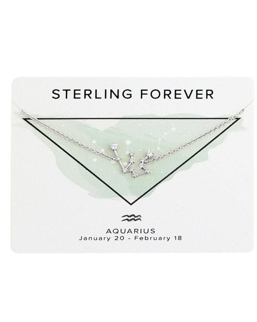 Sterling Forever Metallic Rhodium Plated Cz Delicate Constellation Necklace