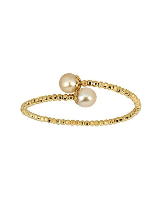 Belpearl Metallic 18k Over Silver 10-11mm South Sea Pearl Bracelet