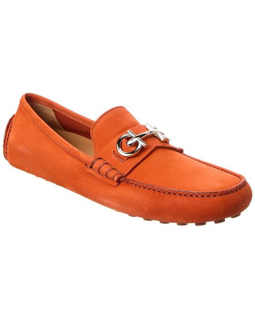 Ferragamo Orange Grazioso Leather Loafer for men