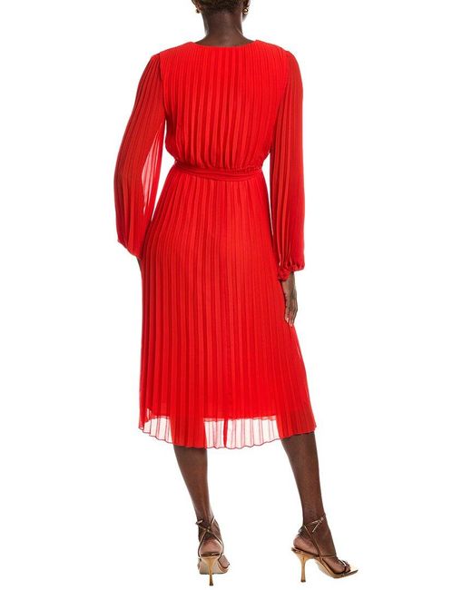 Sam Edelman Red Accordion Pleated Midi Dress