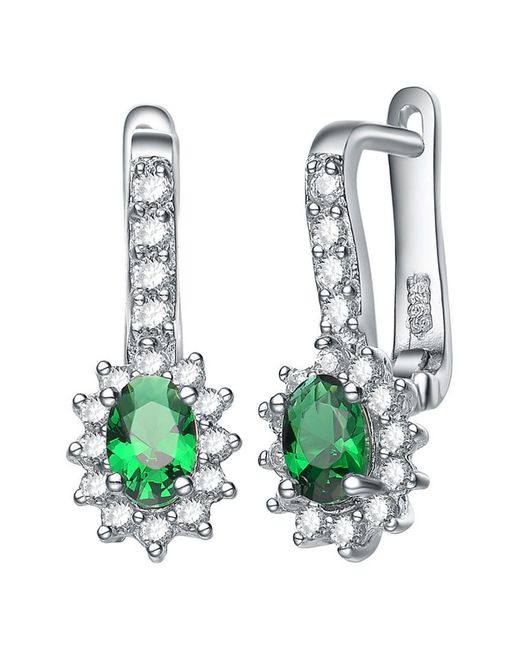 Genevive Jewelry Green Silver Cz Drop Earrings