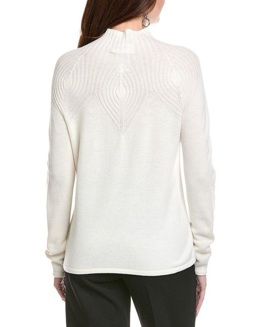 Joseph Ribkoff White 100% Wool Mock Neck Top
