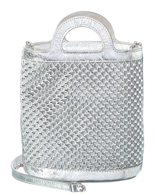 Marni Gray Mesh & Leather Bucket Bag