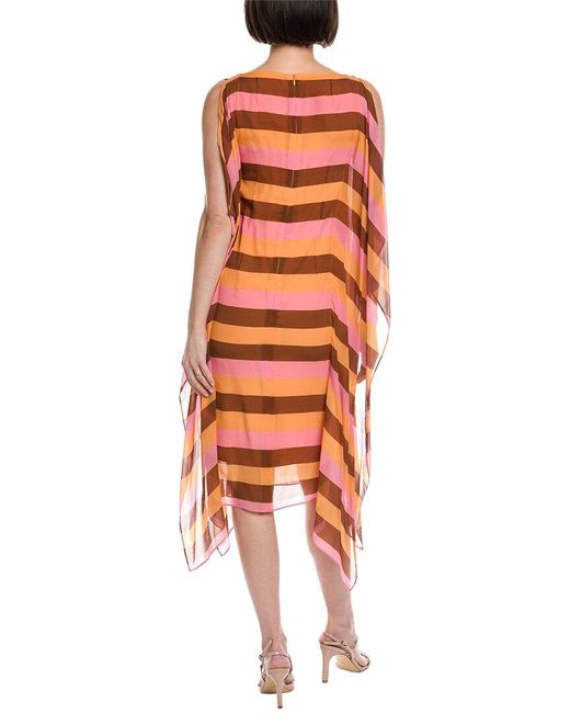 Akris Orange Silk Midi Dress